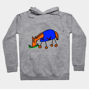 Cartoon Horse in Rug Grazing Hoodie